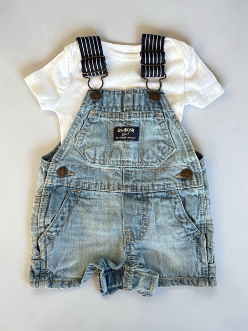 OshKosh Overalls and Onesie Summer Set - Baby Outfit - Size 0-3m